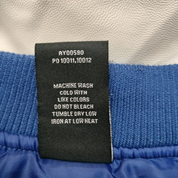 Ring of Fire Blue and White Striped Bomber Jacket Size Small - Picture 2 of 5